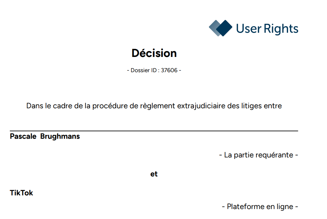le texte complet de la décision USER rigths